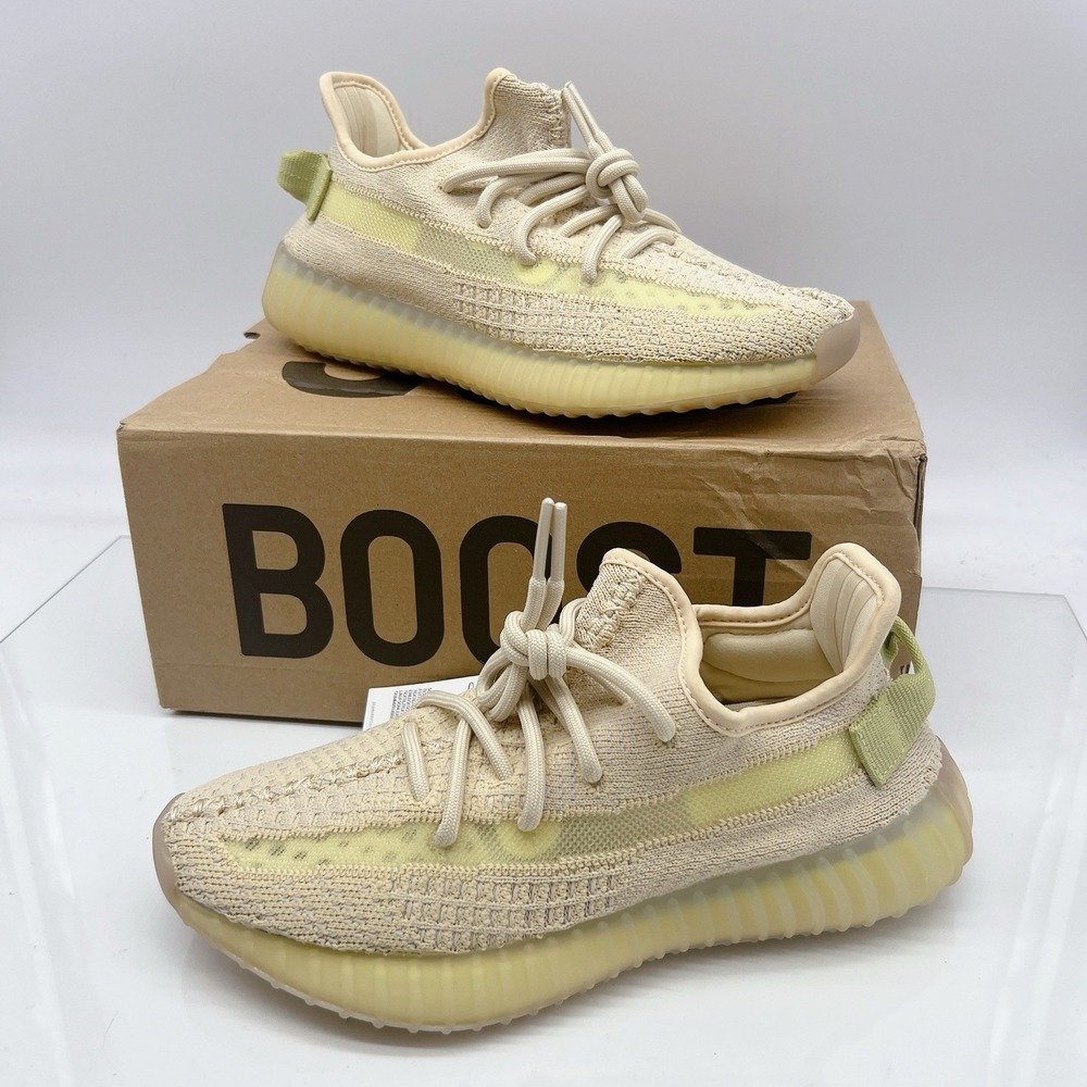 Adidas Yeezy Boost 350 V2 'Flax' Running Sneakers Beige Mens US 5.5/ Womens US 7